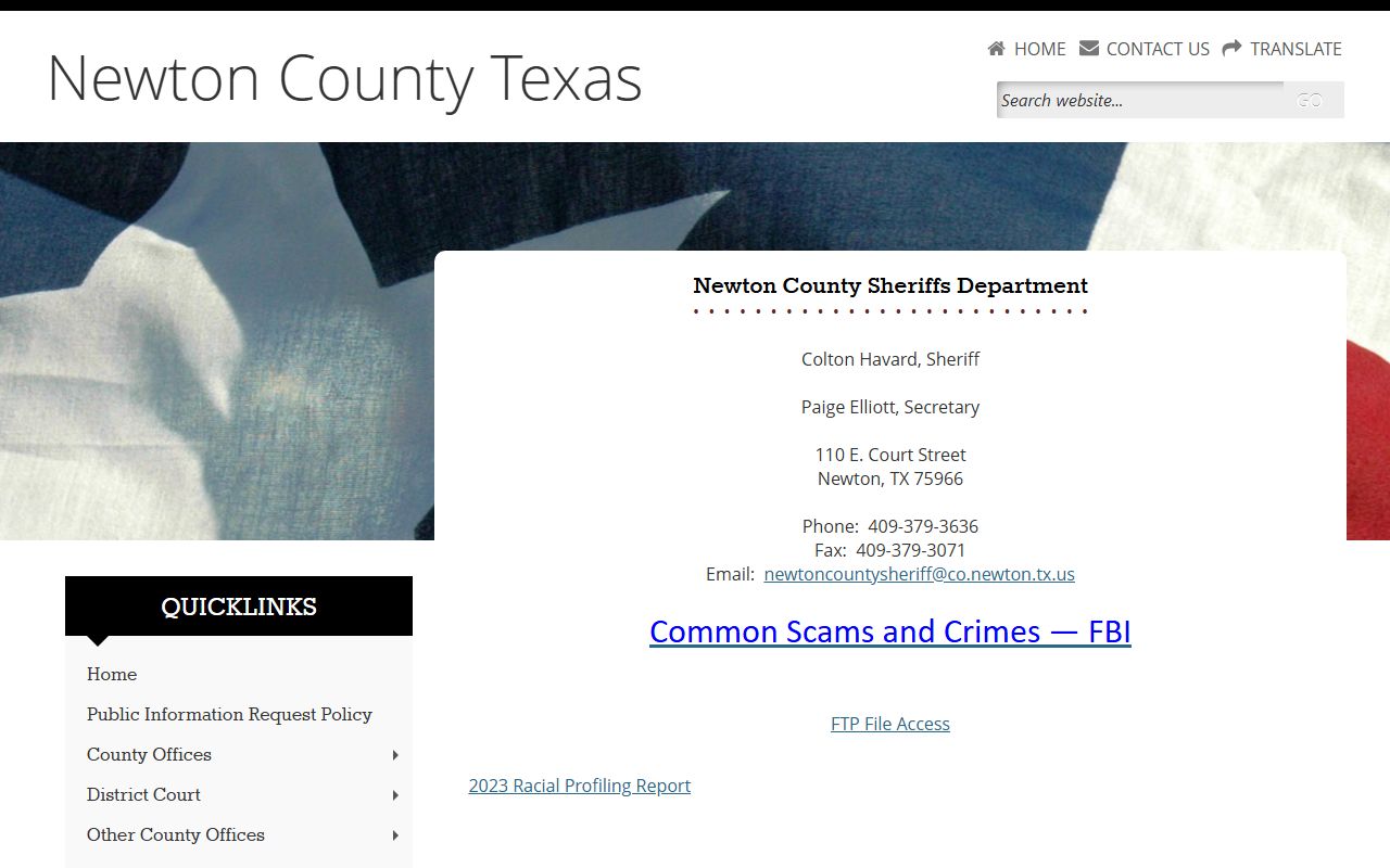 Newton County sheriff inmate records contact page